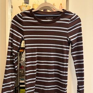 J.Crew Brown and Blue Striped Top